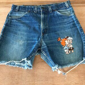 Vintage Too Cure Guetta Brothers Cut Off Shorts Women L Blue The Flintstones